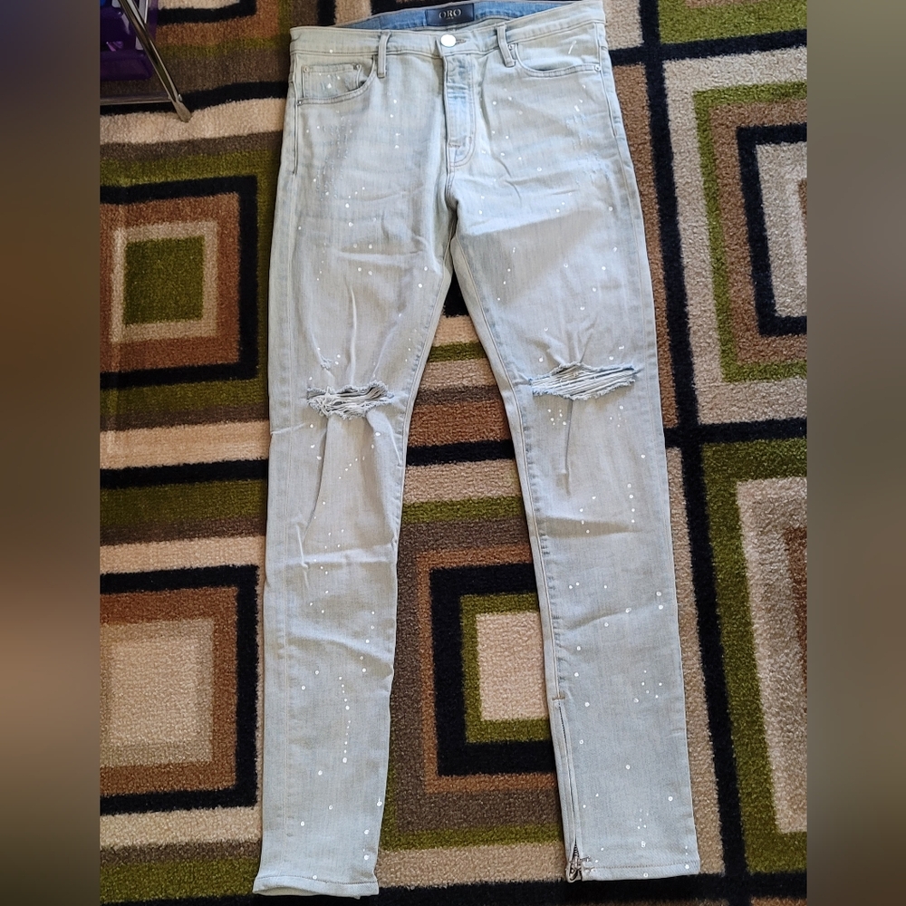 ORO Made in USA‎ Los Angeles Denim Jeans with Paint Splattered Size 30" X 33½"